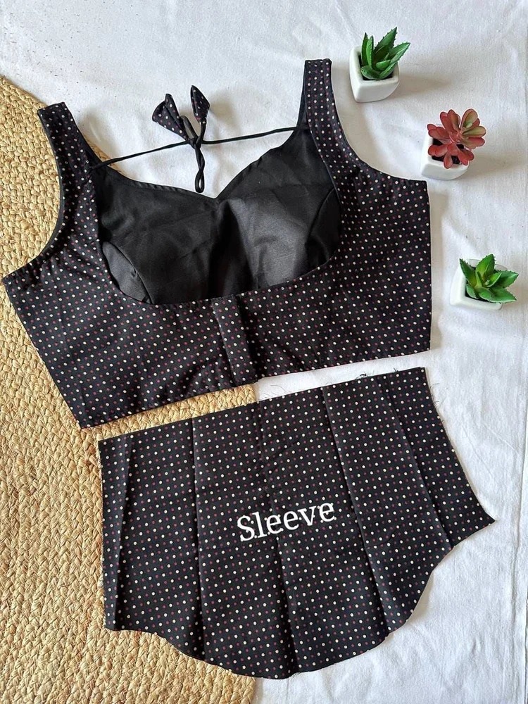 Polka Dot Ajrakh Handblock Cotton Designer Blouse